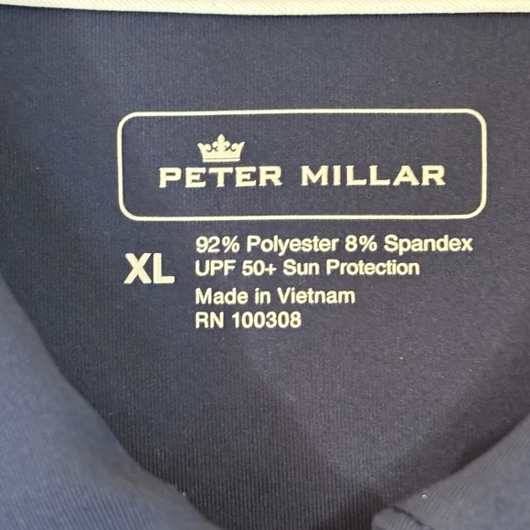 Peter Millar Performance Polo Shirt XL UPF 50+ Golf Blue Stretch - Picture 2 of 4